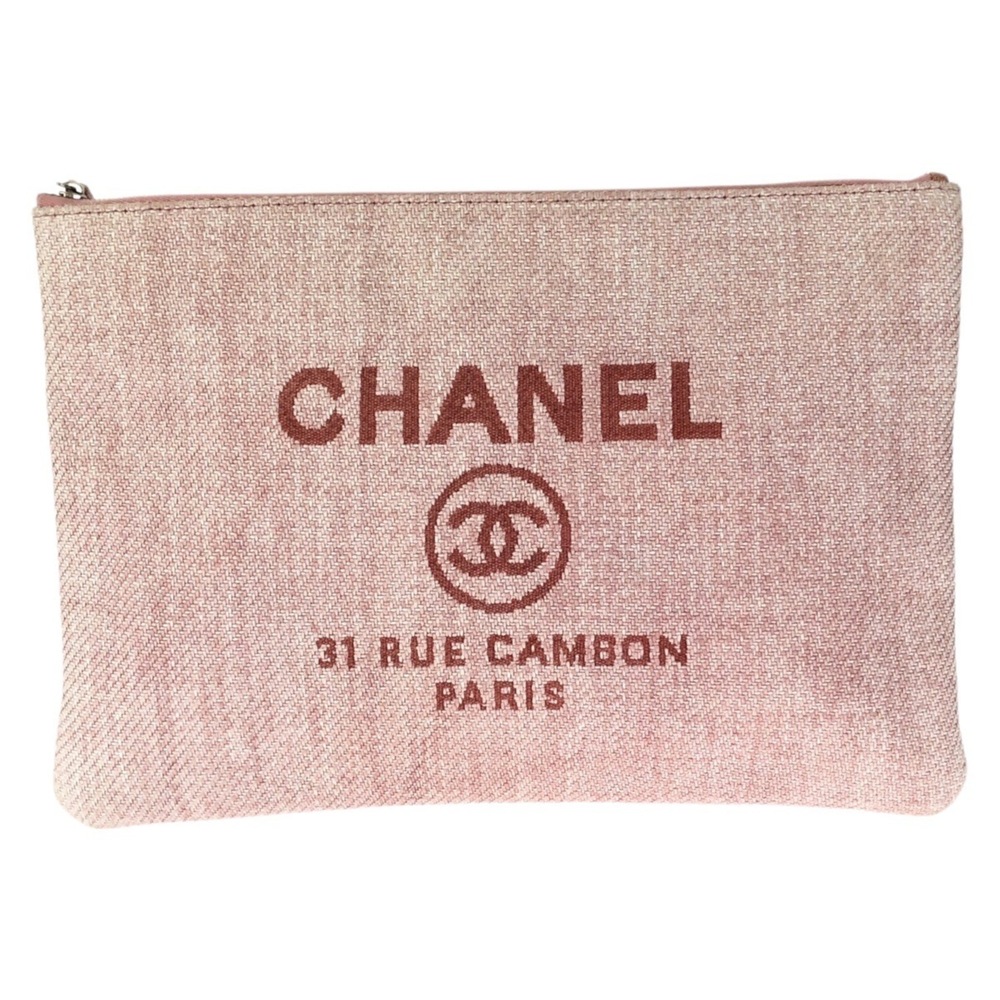 CHANEL Pink Canvas Deauville Pouch